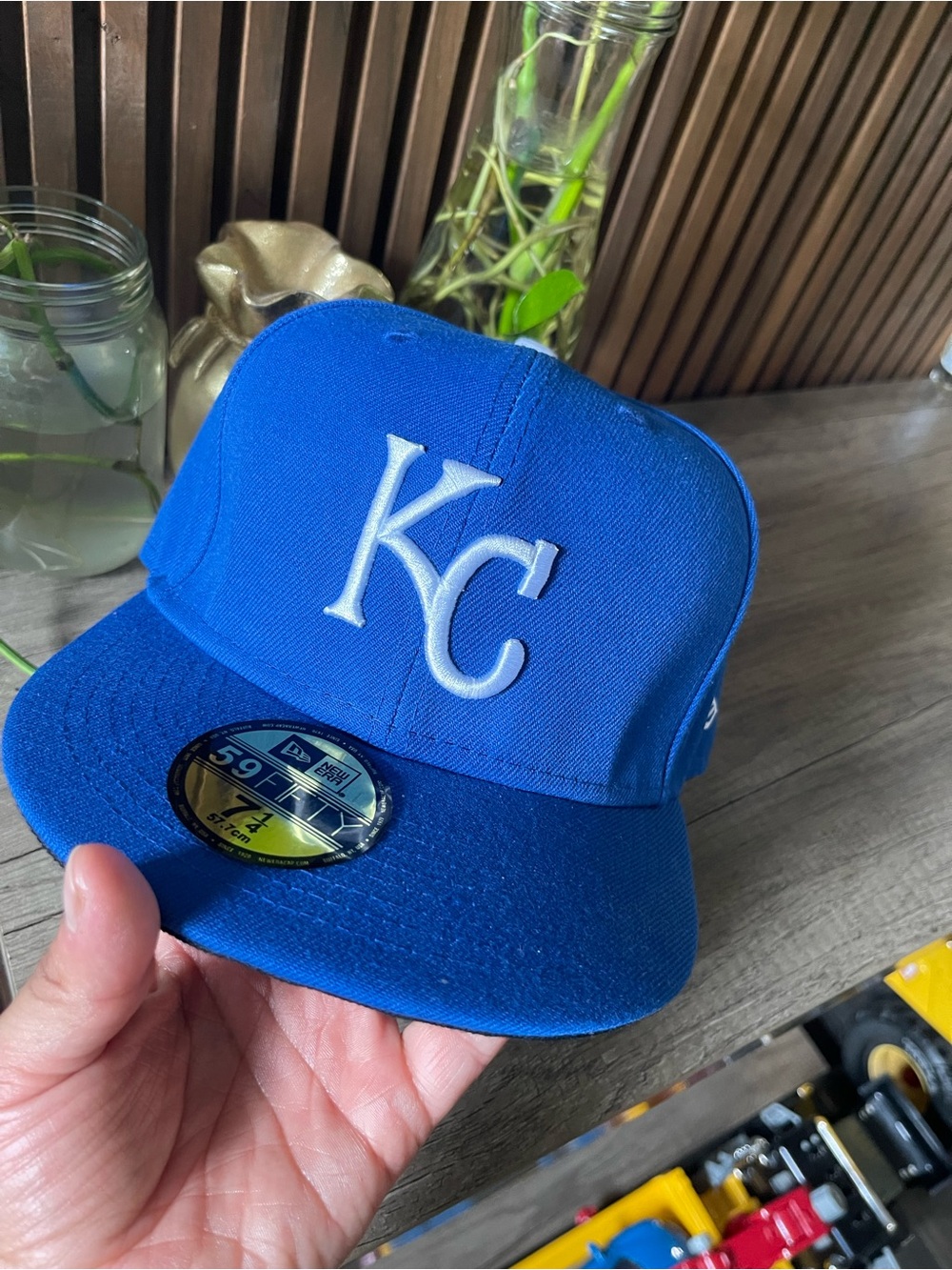 New Era Kansas City KC Blue Fitted Hat with White Embroidered Logo